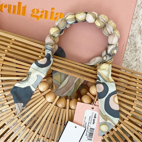 Cult Gaia Bamboo Fan Ark Scarf Half Moon Top Handle Tote Bag NWT - Picture 7 of 8